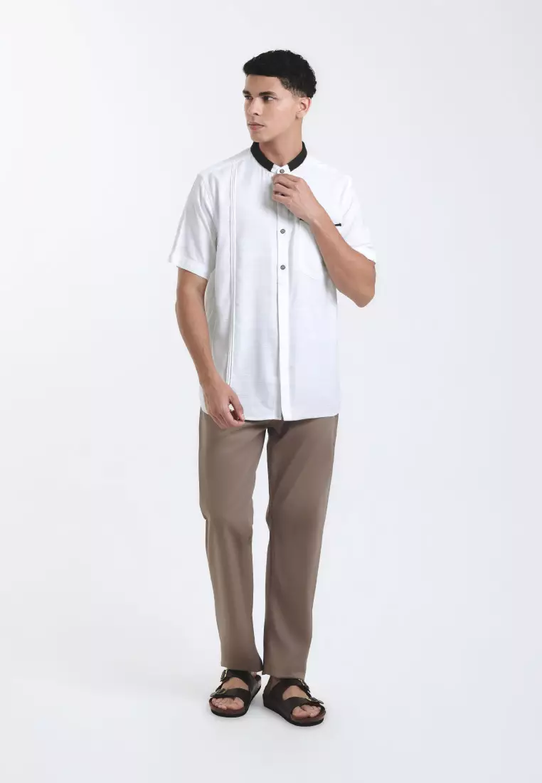 Emba Denim - Arsalan Kemeja Koko Pria Lengan Pendek Regular White
