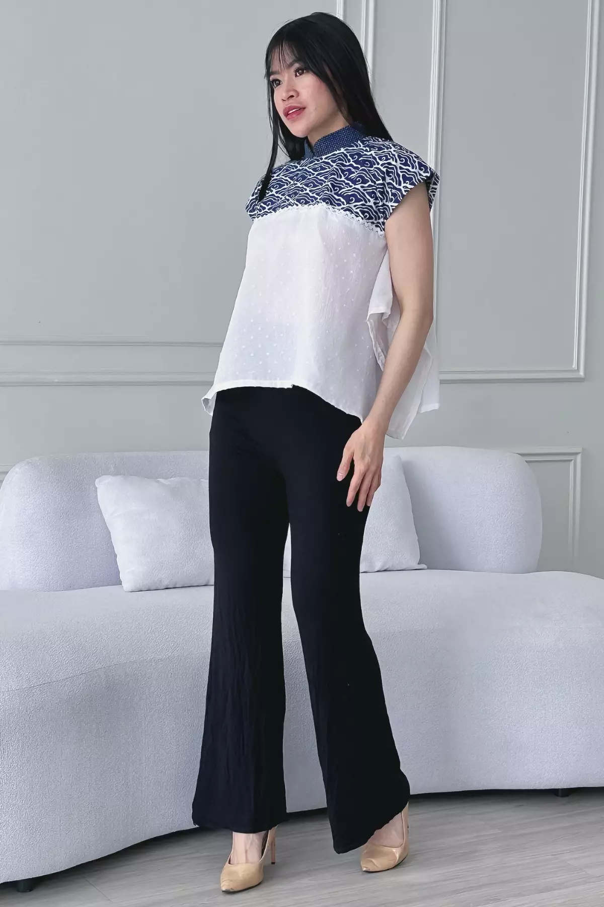 Ladore Megamendung Biru Asymmetrical Blouse