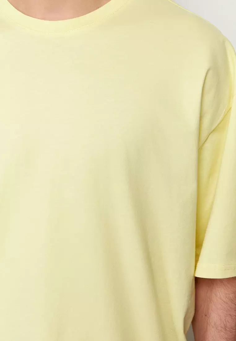 Yellow Oversize/Wide Cut 100% Cotton T-Shirt TMNSS22TS0318