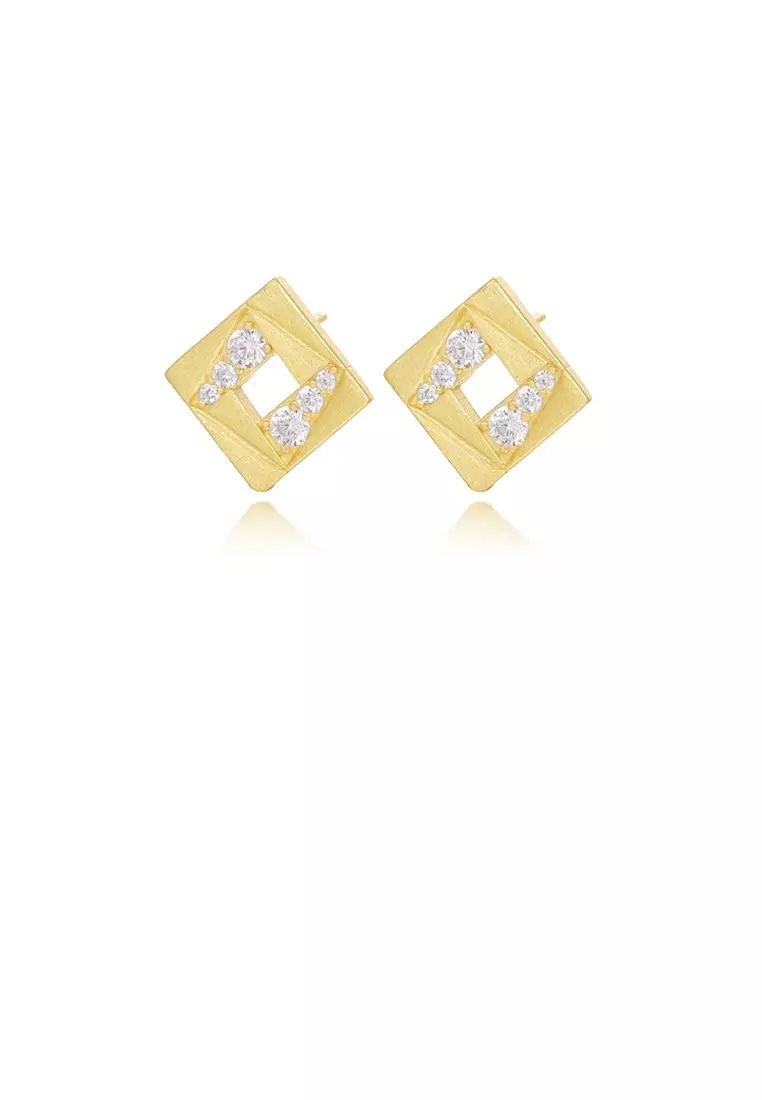 Geometric gold earrings sale