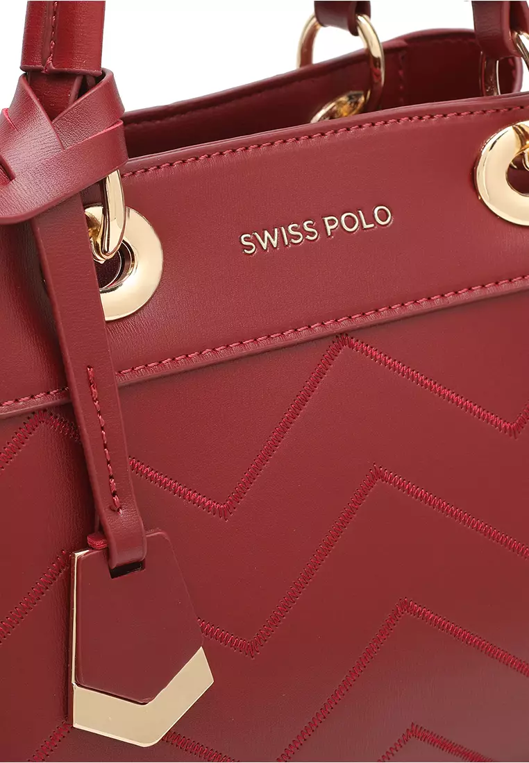 Women's Zig Zag Quilted Top Handle Bag / Crossbody Bag / Shoulder Bag (Tas Selempang Wanita / Tas Tangan Wanita / Tas Bahu Wanita) - Merah