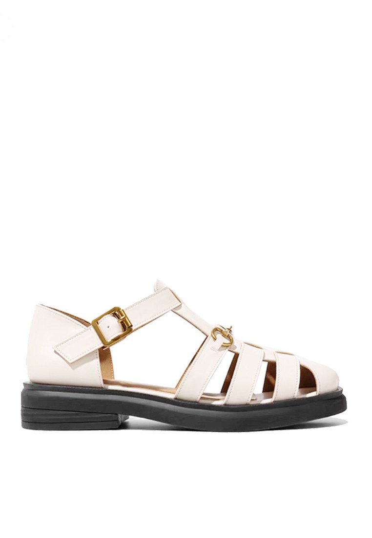 VANSA Woven Cutout Microfiber Leather Flat Sandals VSW-S306