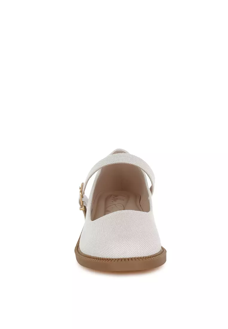 Canvas Mary Jane Shoes in Beige
