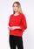 NE Double S red Ne Double S-Round Neckline Puff Sleeve with Embroidery Detail Blouse 26D40AADA2239AGS_2