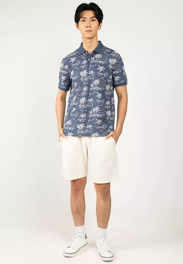 Island Print Polo Shirt