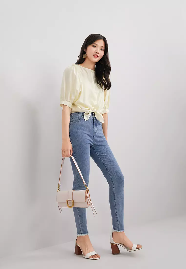 Puff Sleeve Back Button Up Blouse