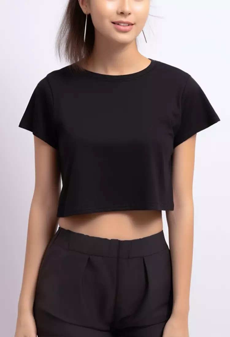 LC036 RCP crop top polos hitam