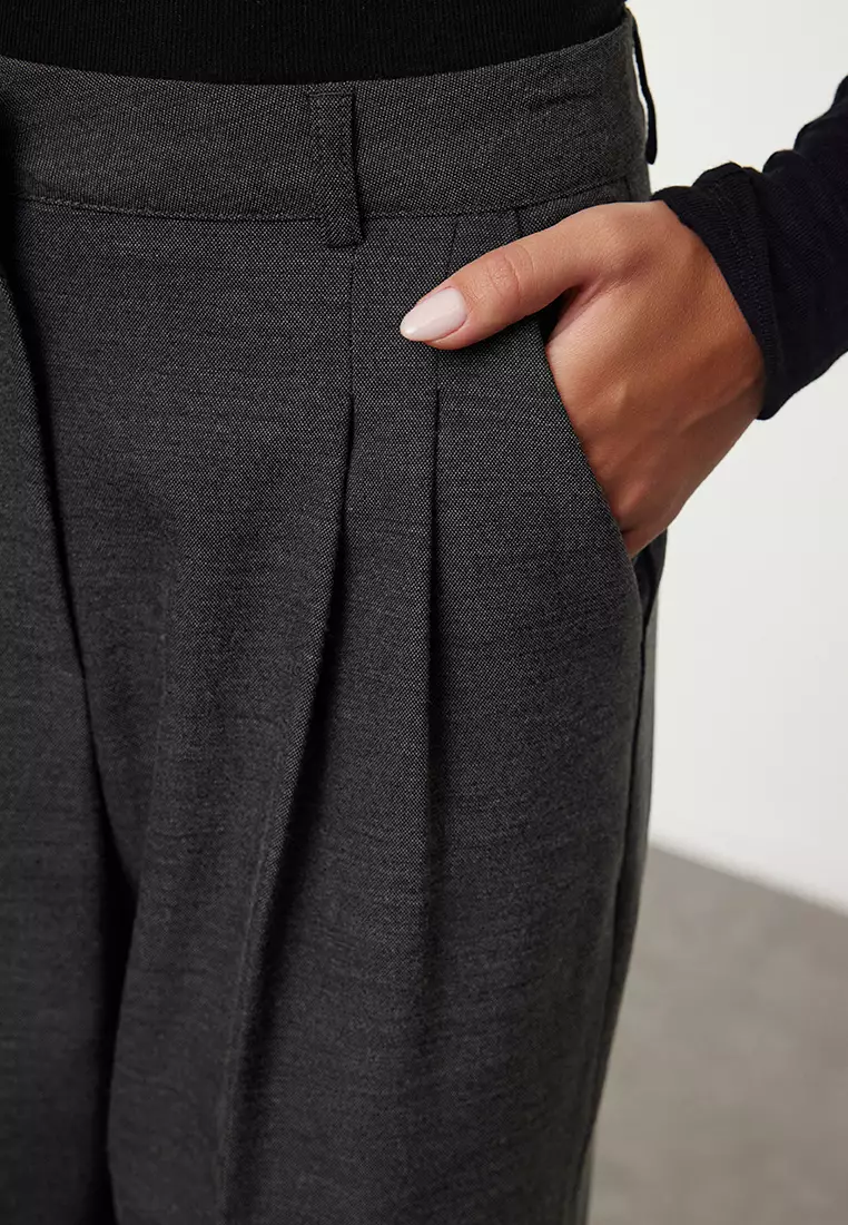 Limited Edition Black Straight Cut Pleated Pants