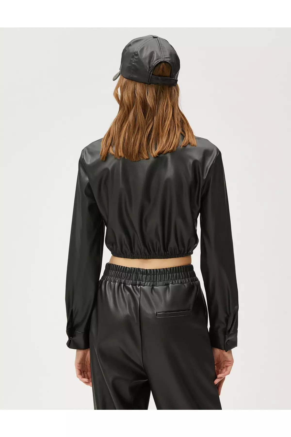 Buy Koton Leather Corset Crop Top In Black