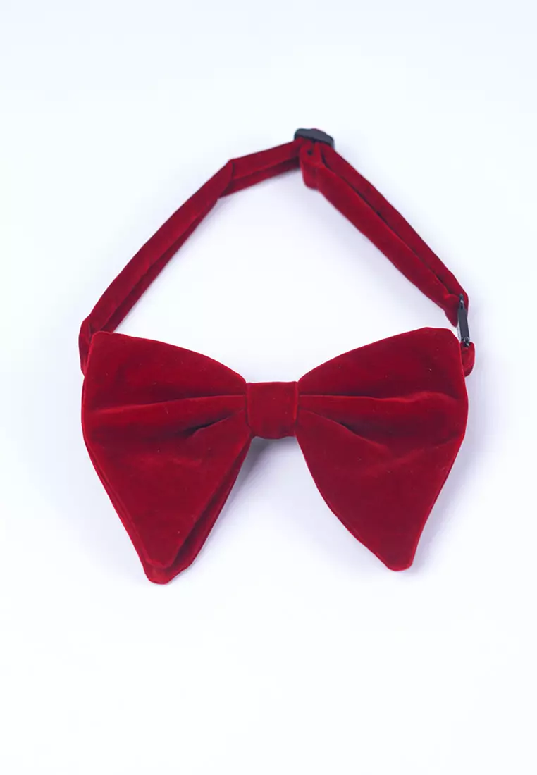Dasi kupu kupu Oversize bowtie wedding bahan suede / beludru marun