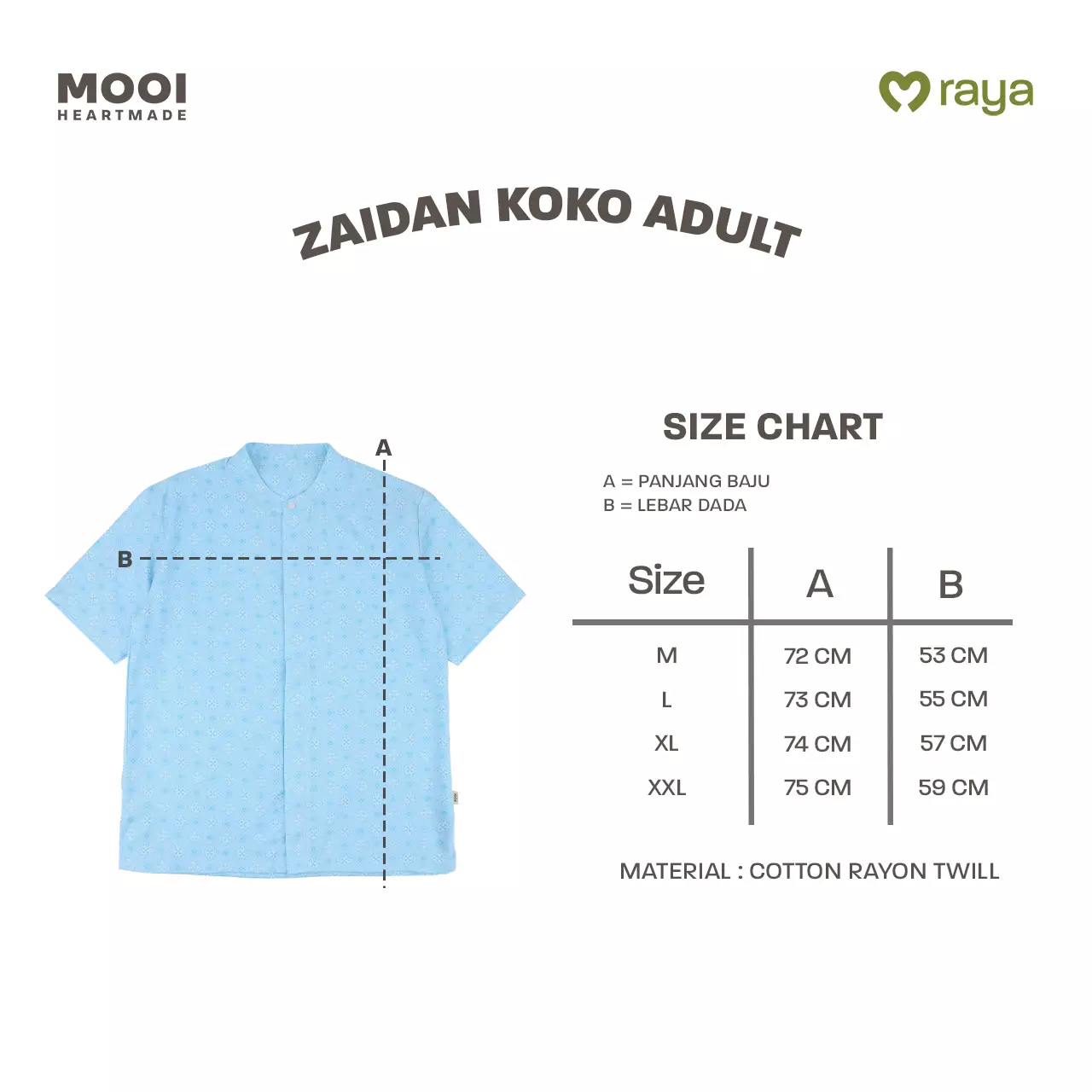 Mooi Atasan Pria Kemeja Pria Raya Collection Zaidan Koko Sandya Series - White