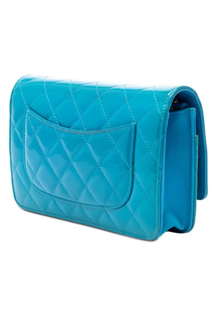 Pre-Loved Chanel Cc Quilted Patent Wallet On Chain