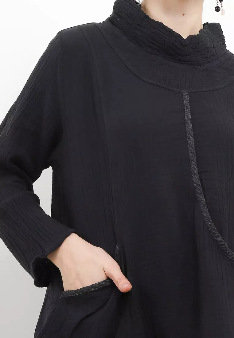Blouse Loose A-Line 1RightPocket C&S Long/Sleeve