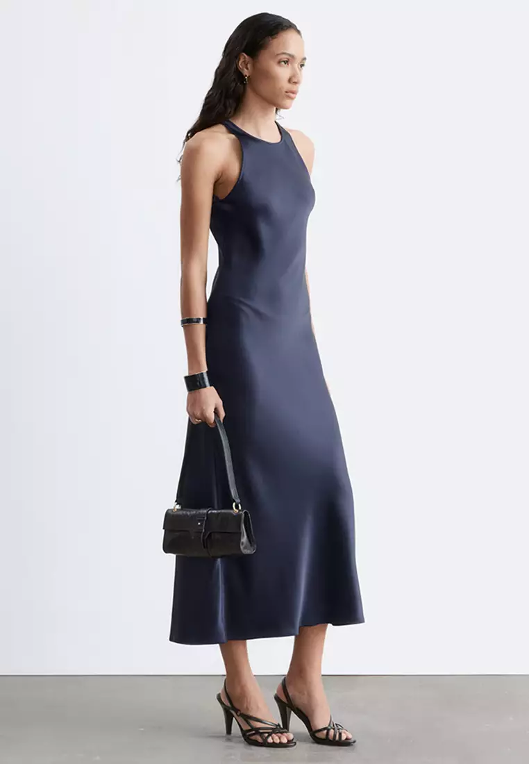 Sleeveless Satin Midi Dress