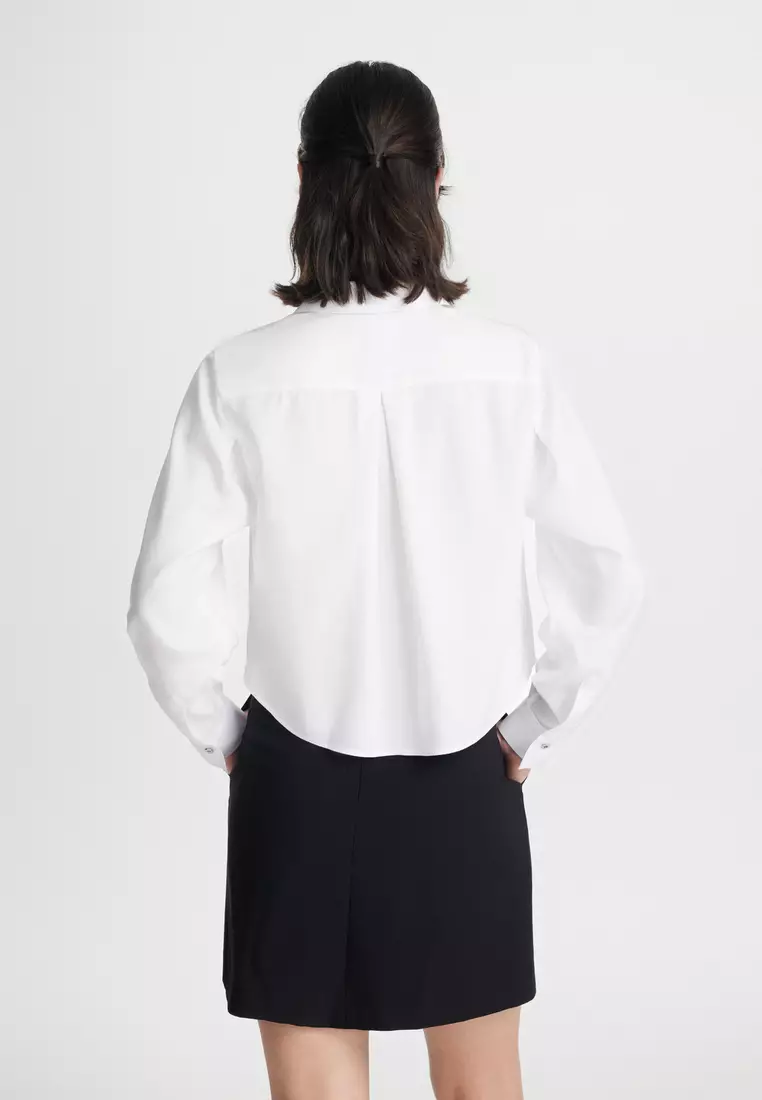 Long Sleeve Cashmere Twill Cropped Shirt