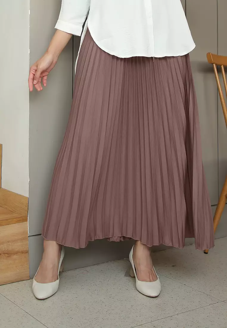 Cotton Bee - Rok Plisket Niana Aline Basic - Choco Brownies