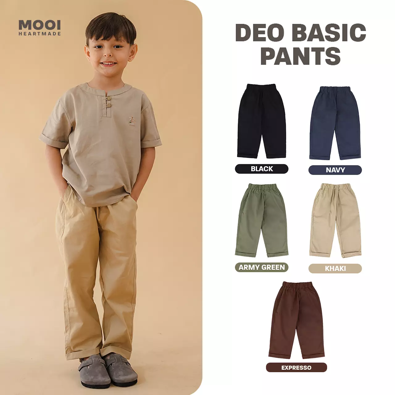 Mooi Celana Panjang Chinos Anak Deo Basic Pants - Espresso