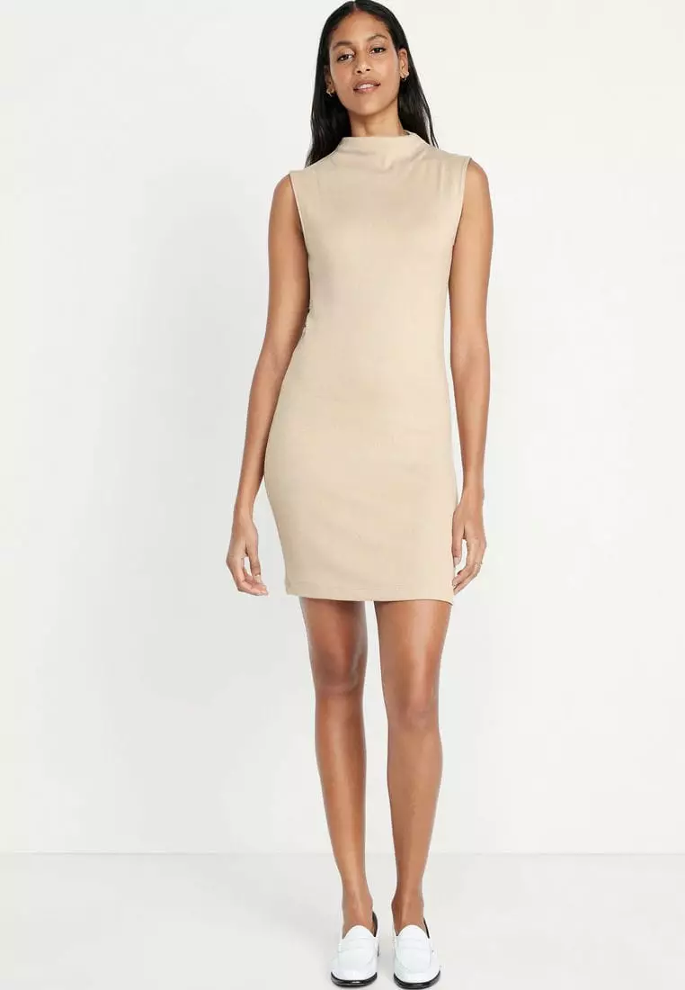 old navy beige dress Fit & Flare Linen-Blend Midi Dress