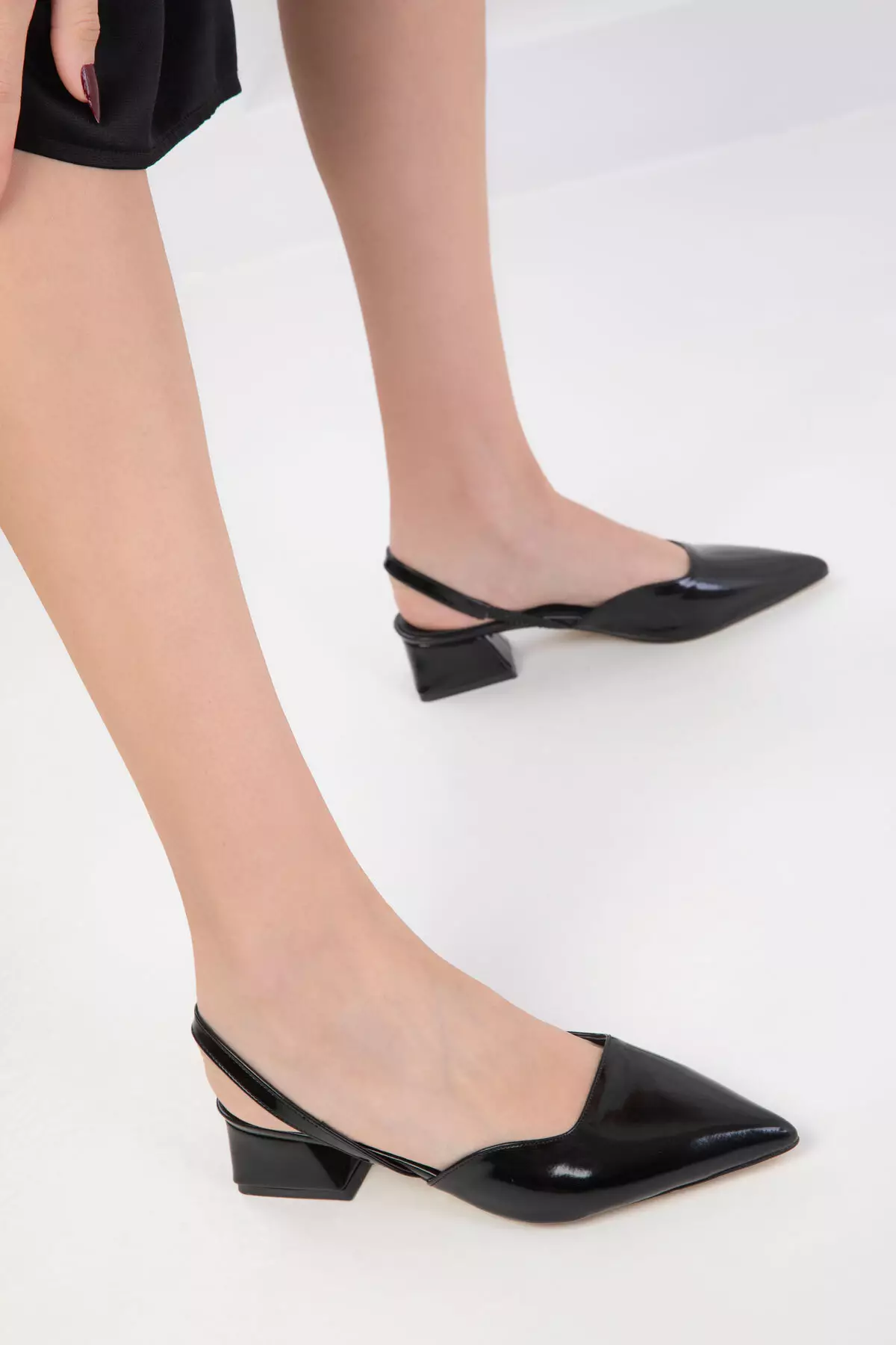 Black Patent Leather Women's Classic Heeled Shoes 20318