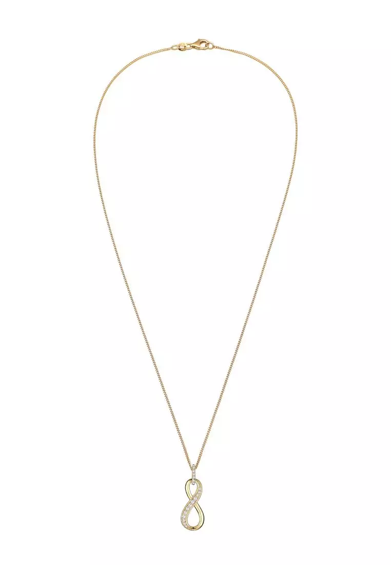 Kalung Perhiasan Perak 925 Wanita Infinity Pendant Symbol Zirconia Gold Plated