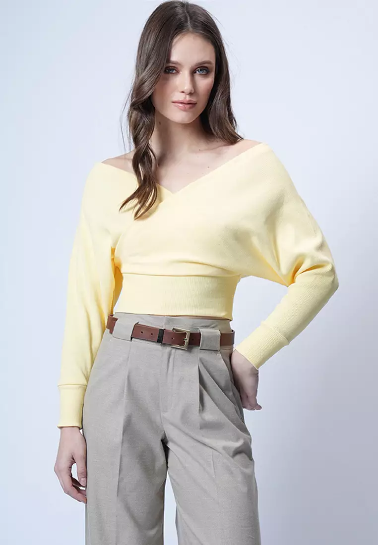 Front Back V-Neck Double Breasted Blouse