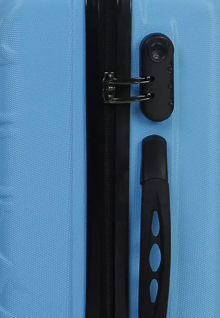 Carlton Koper Hardcase Desain Hexagon Size 20 Inch Suitcase Unisex with Rear Compartment Rubber Slot Material ABS+PVC Coated ORIGINAL - Light Blue