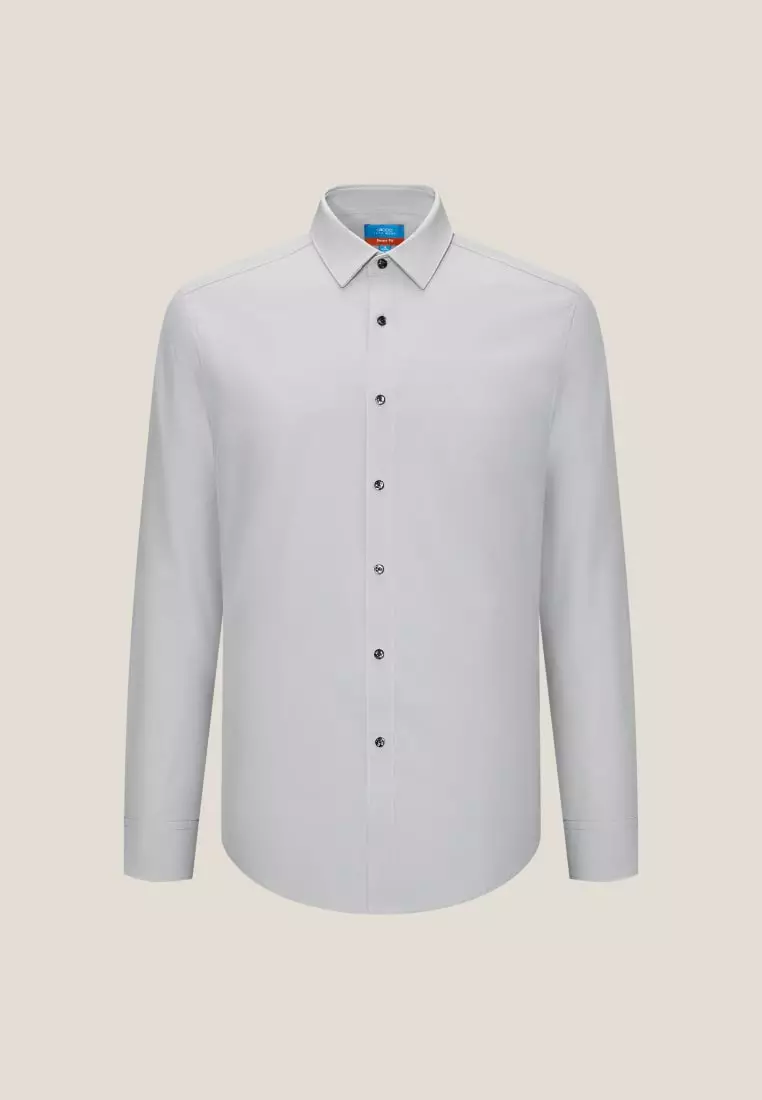 Non-Iron Dry Stretch Smart Fit Horizontal Semi Solid Shirt