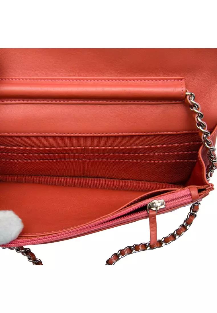 Pre-Loved Chanel Cc Quilted Patent Wallet On Chain