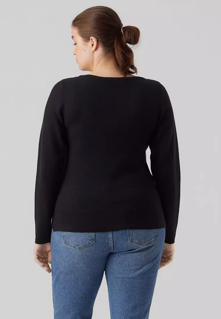 Plus size hot sale boat neck sweater