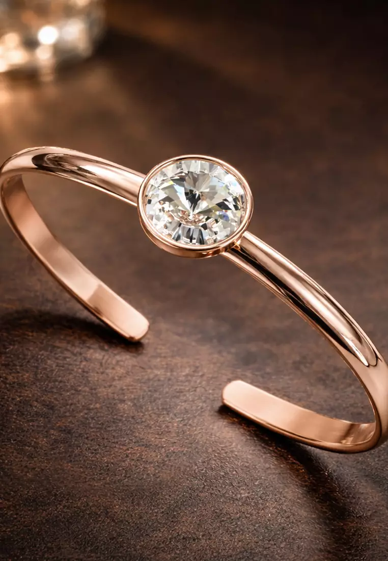 Blair Bangle Embellished with SWAROVSKI® crystals-Rose Gold/Clear