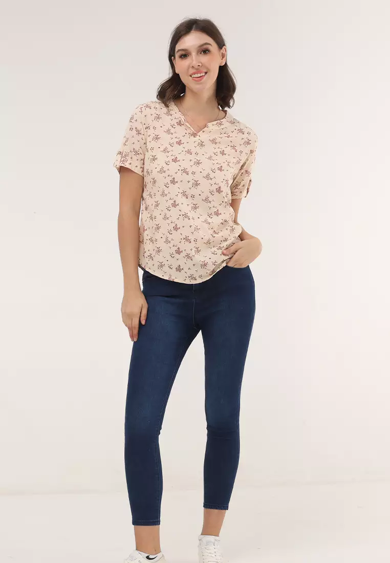 Short Sleeves Chinese Collar Blouse