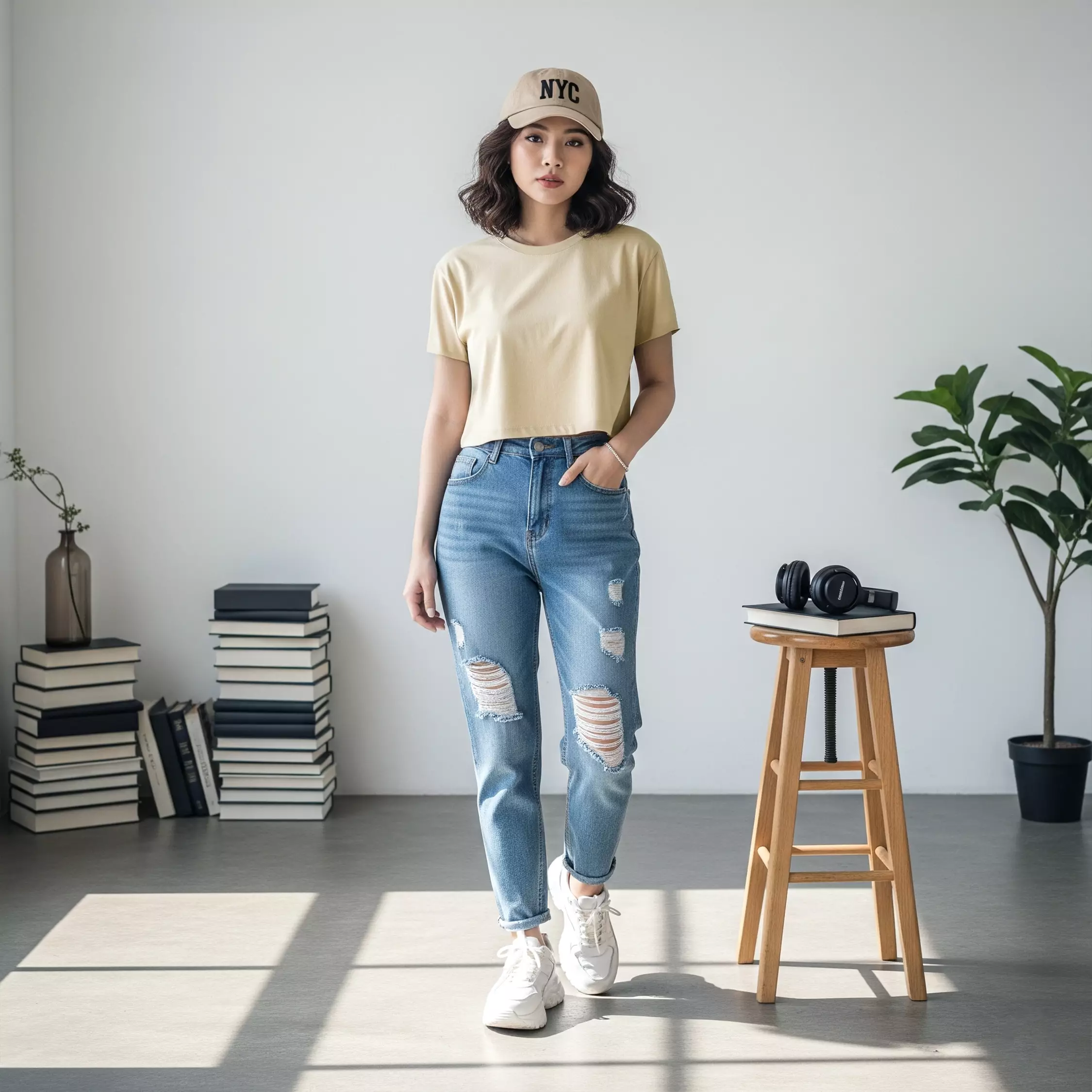 Kale VIONA BEIGE / Atasan Crop Wanita / Kaos Wanita / Baju Cewek