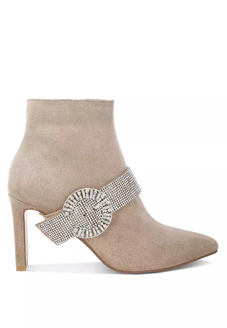 Discount on Rag & CO.  shoes - SKU: Diamante & Rhinestones Strap Boots in Beige