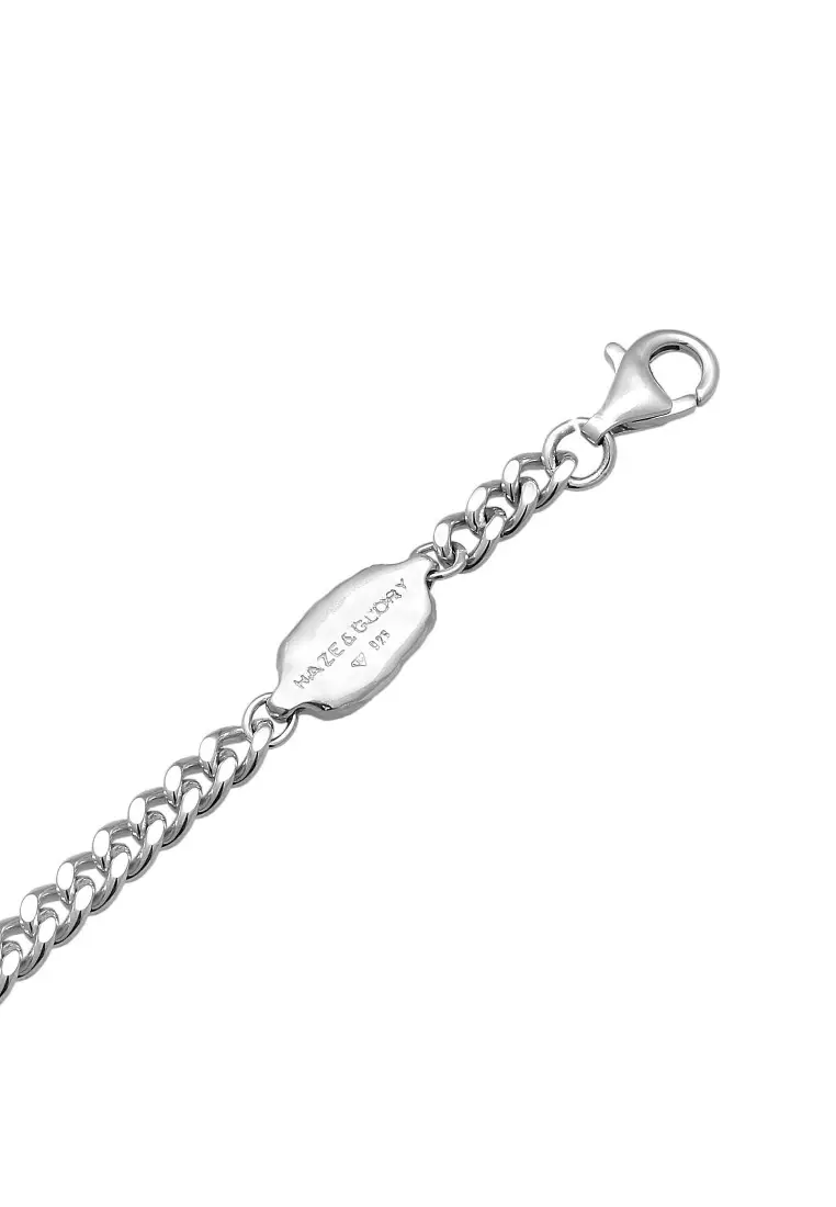 EXCLUSIVE Gelang Perhiasan Perak 925 Pria Curb Chain Palm Basic