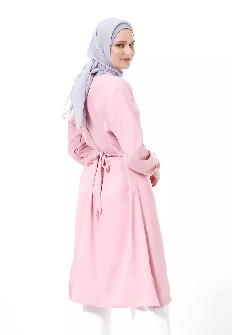 Indira Long Tunik Muslimah Atasan Wanita Long Sleeve Casual Premium Quality - Dusty