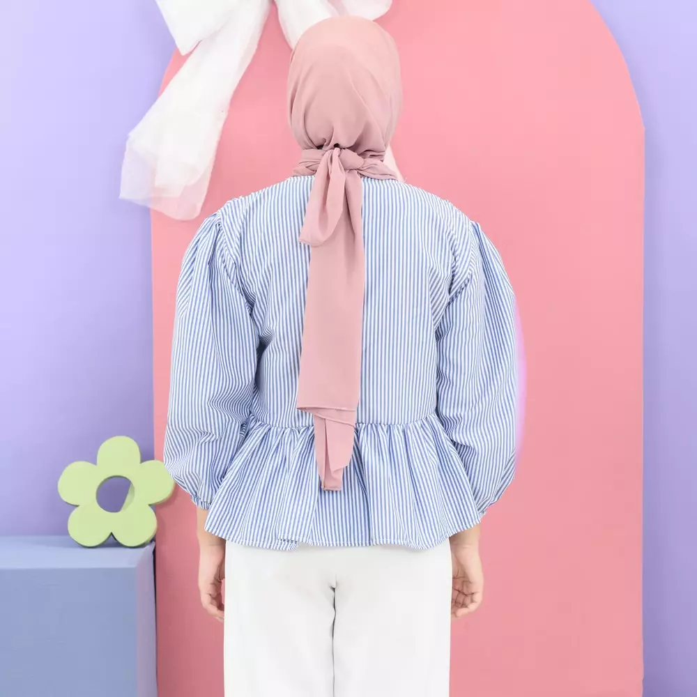 Liora Rubber Blouse - Stripe Blue M19501 R74S5