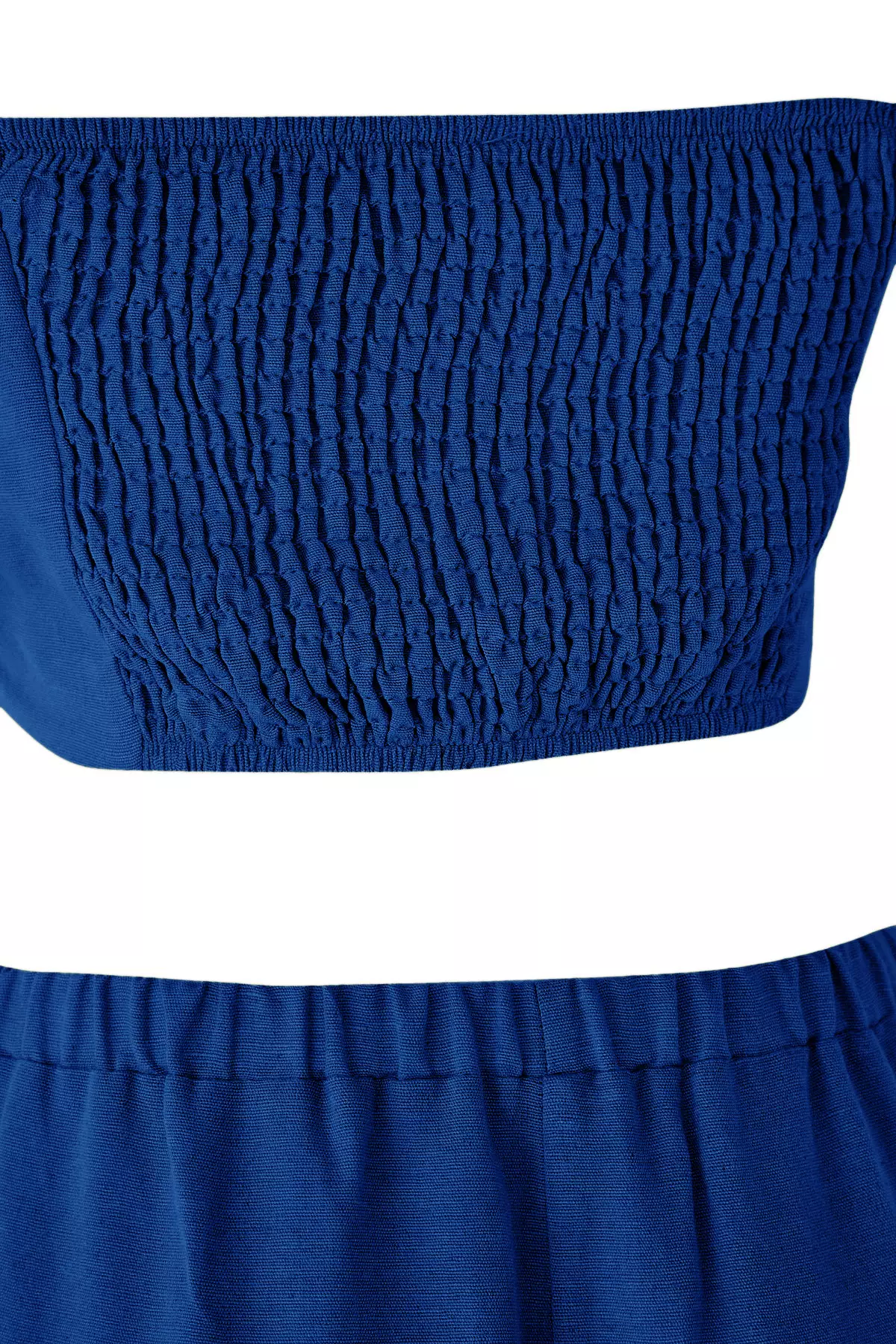 Indigo Linen Content Blouse Pants Bottom Top Set