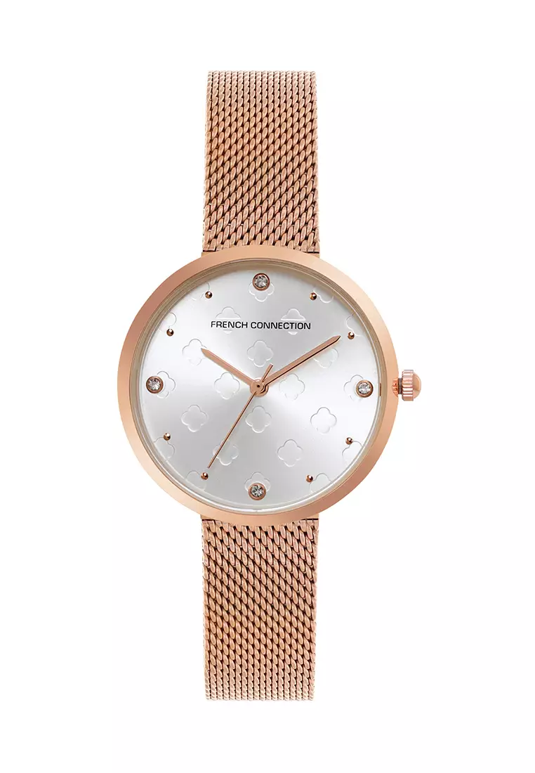 French connection rose gold store watch