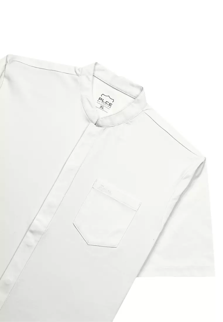 POLICE Kemeja Koko Polos Spandex Slub Premium Regular Fit Pria