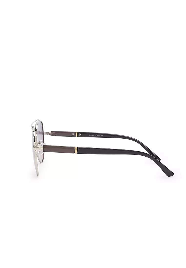 Unisex Polarized Aviator Sunglasses (Kacamata Hitam) - Perak / Abu-Abu