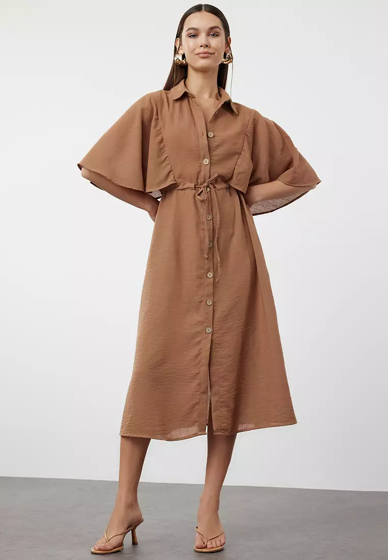 Flared Sleeves Chiffon Midi Dress