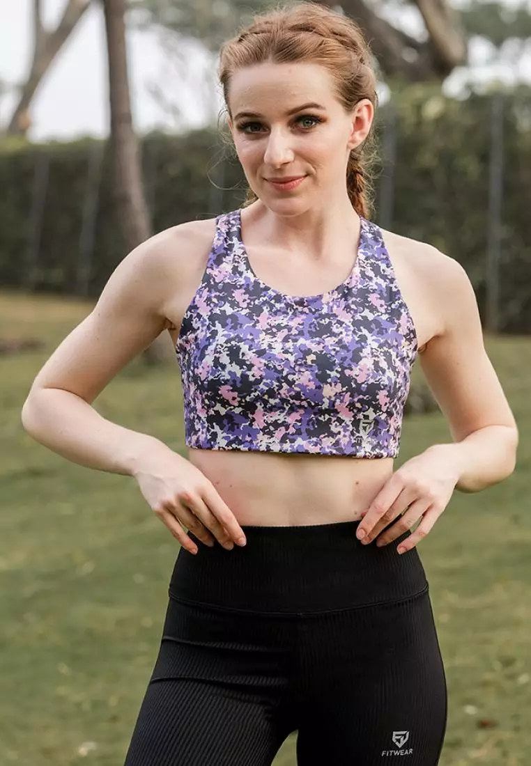 Fitwear - Sportbra Olahraga Wanita ANASTASIA [CROSS PLAIN] - VIOLET CAMO