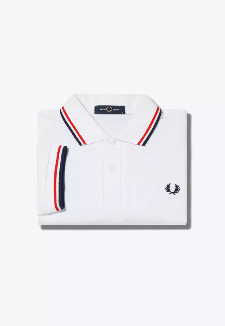 Fred Perry M3600 Twin Tipped Fred Perry Shirt (White / Bright Red / Navy)