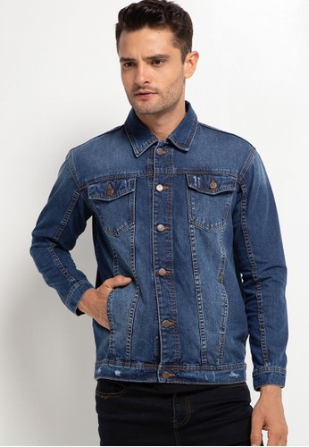 Jual Denim Addict Men Washed Trucker Denim Jacket Original Zalora Indonesia