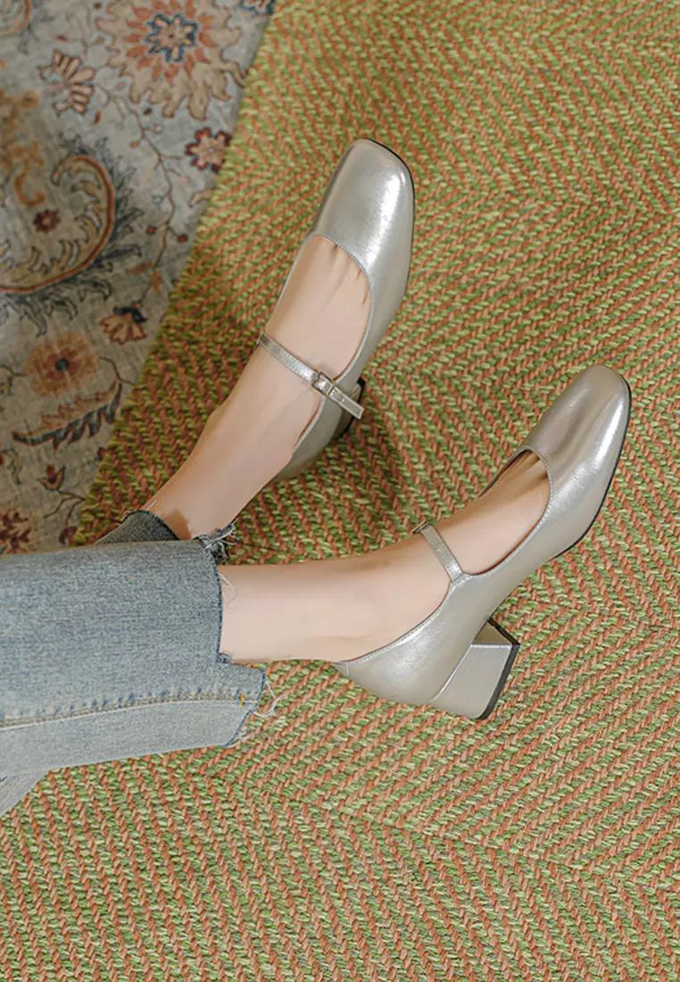 4CM Buckle Strap Patent Leather Mary Jane Shoes TE2010-2