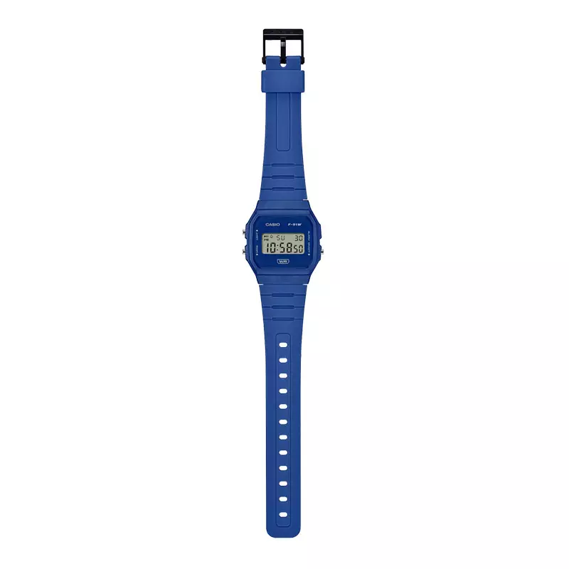 Jam Tangan Wanita Casio General F-91WB-2A1DF F91 F-91W Digital Dial Blue Resin Band