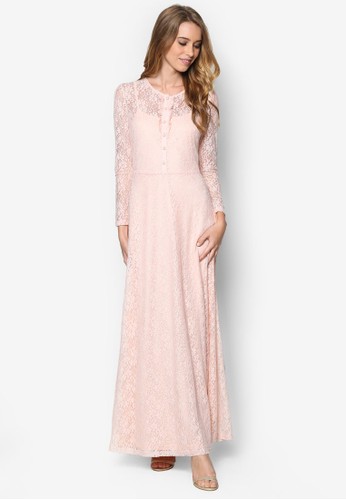 Suzalora時尚購物網的koumi koumimmer 蕾絲長袖長洋裝, 服飾, 洋裝