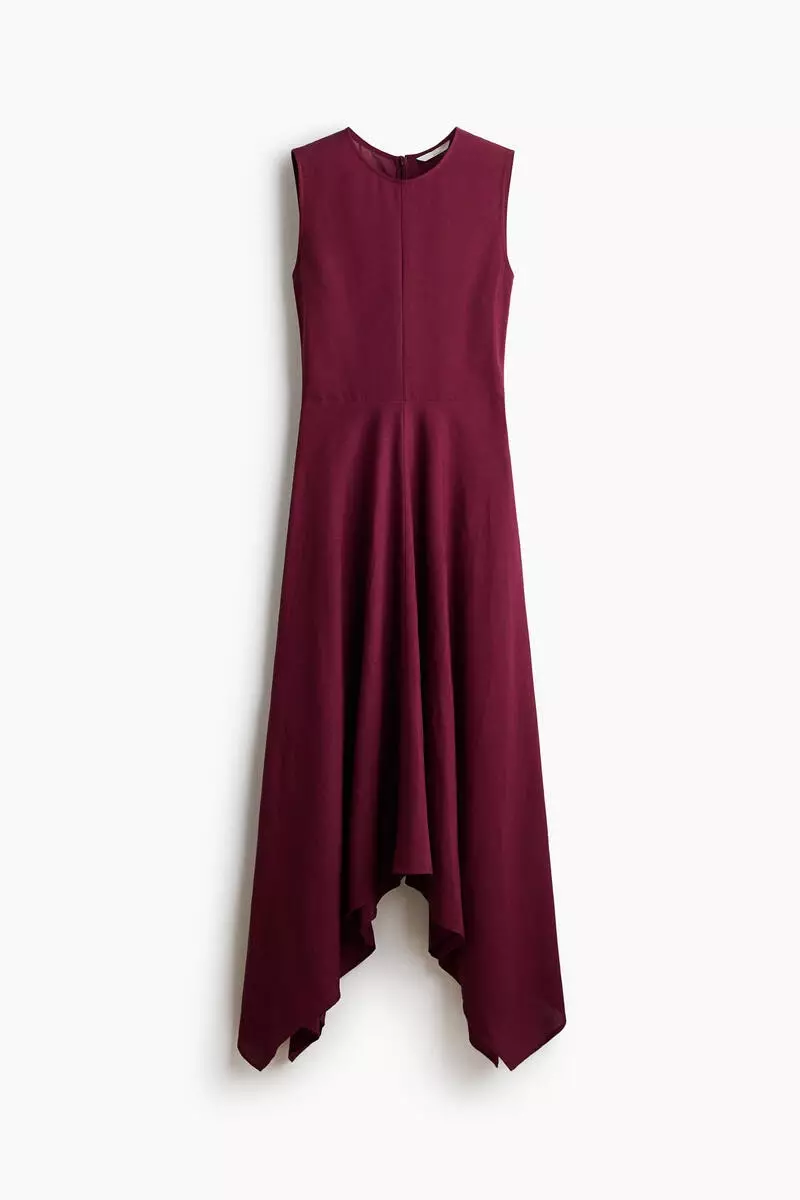 Linen-blend flared-skirt dress