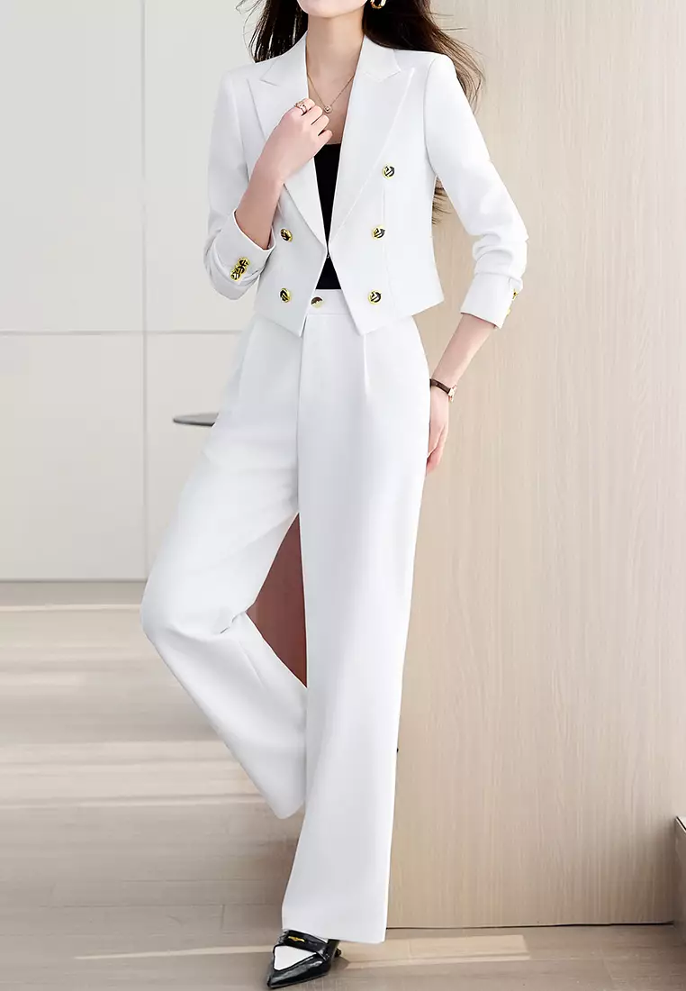 Cropped Double Breasted Blazer YGH-EY6605set