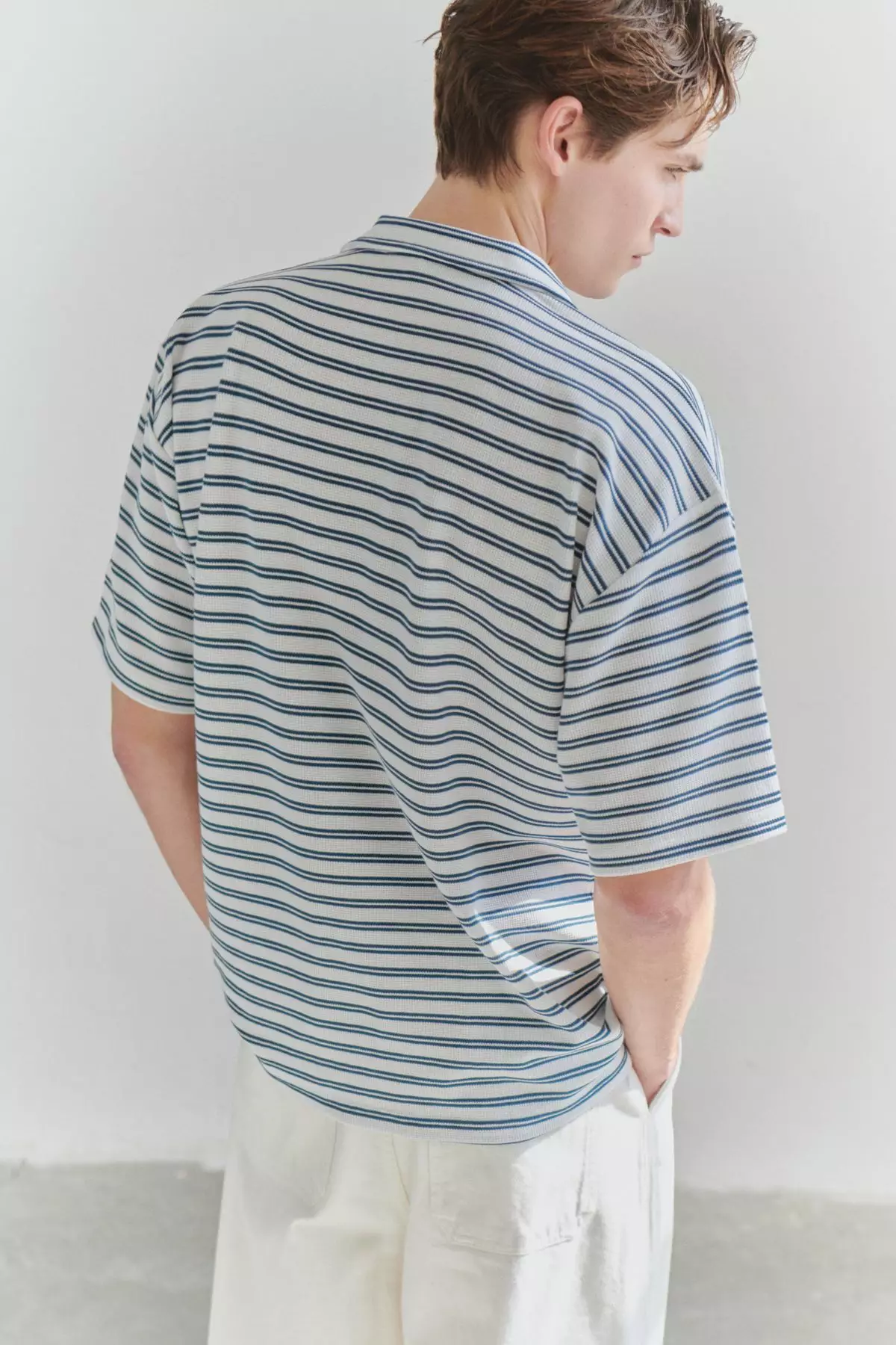 Limited Edition Ecru Regular Polo Collar Plain Knitted Polo Collar T-shirt TMNSS25PO00004